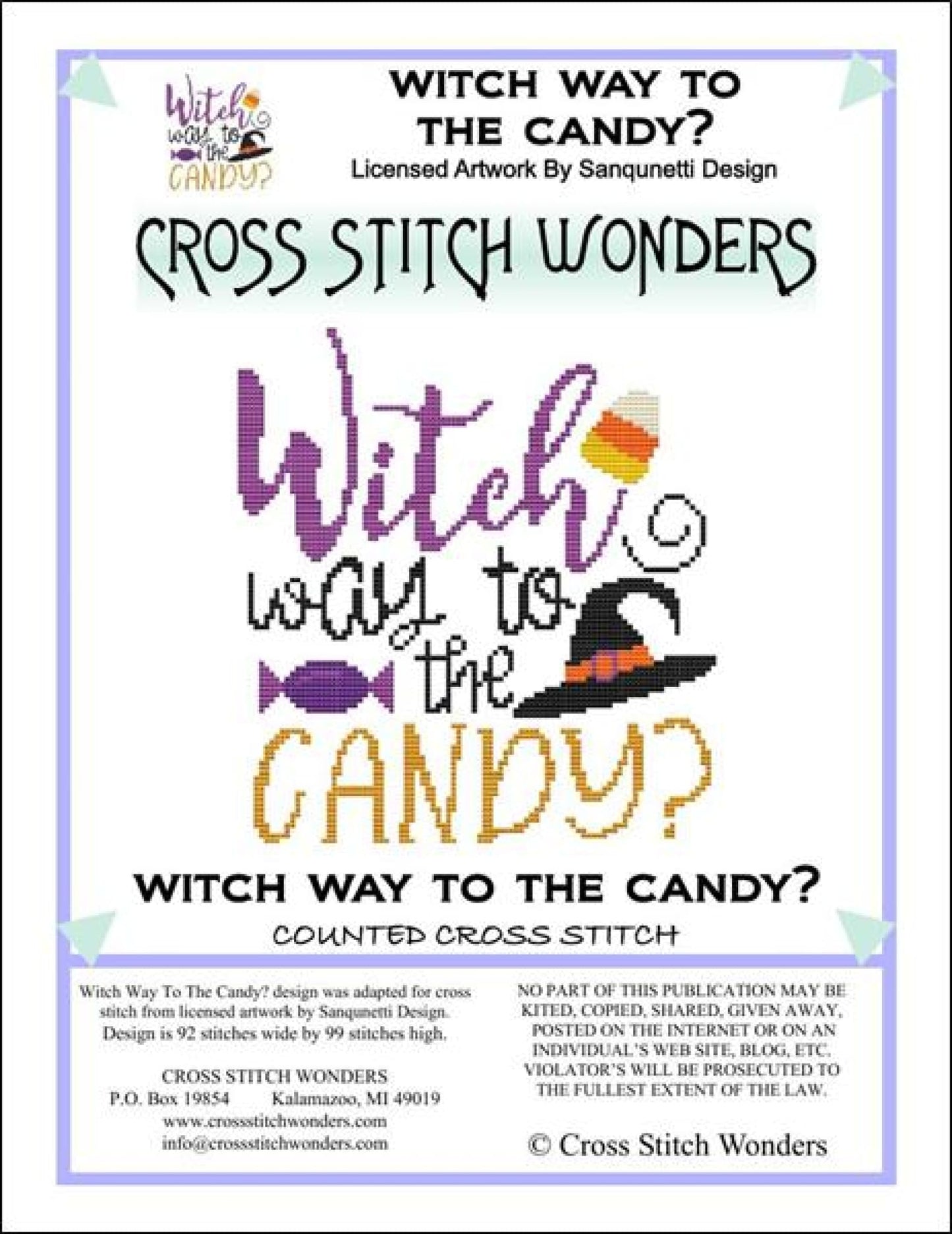 Cross Stitch Wonders Marcia Manning Witch Way To The Candy? Cross stitch pattern