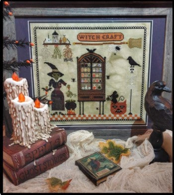 Twin Peak Primitives Witch's Craft Room halloween cross stitch pattern