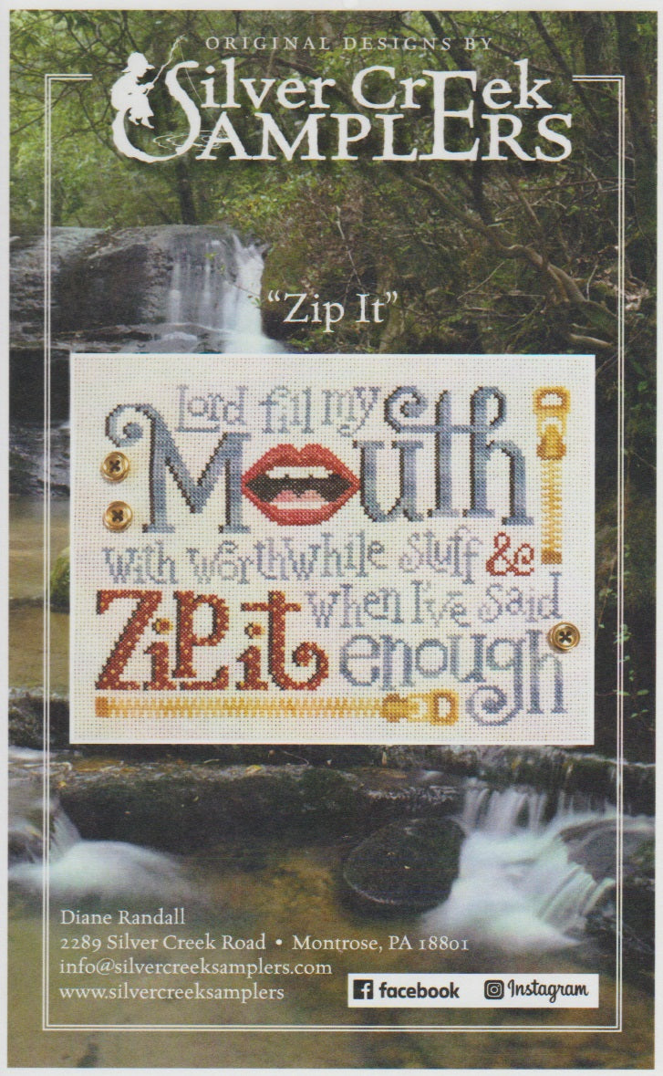 Silver Creek Samplers Zip It! Humor cross stitch pattern
