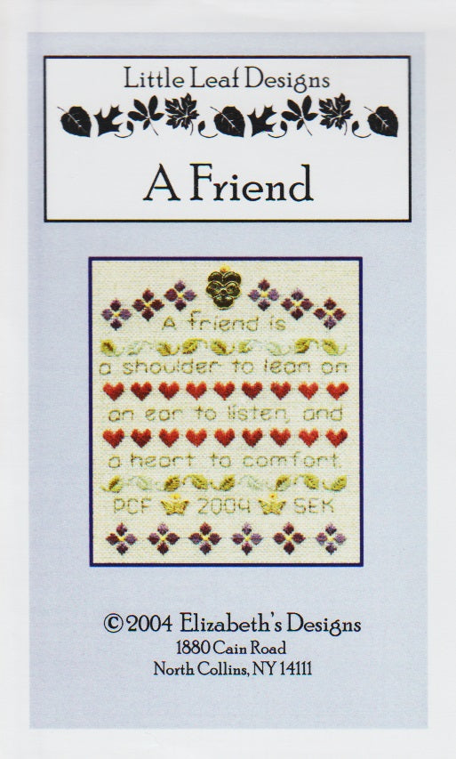 Elizabeth's Designs A Friend cross stitch pattern