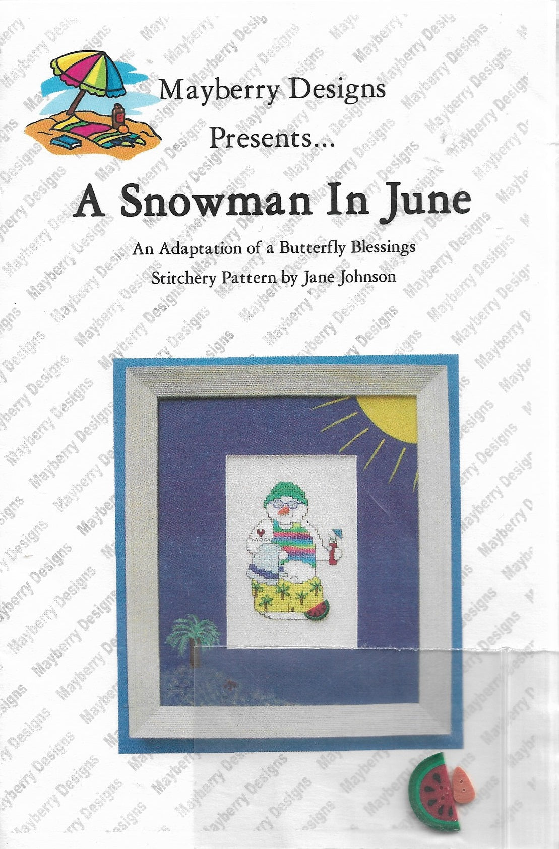 Mayberry Designs A Snowman in June cross stitch pattern