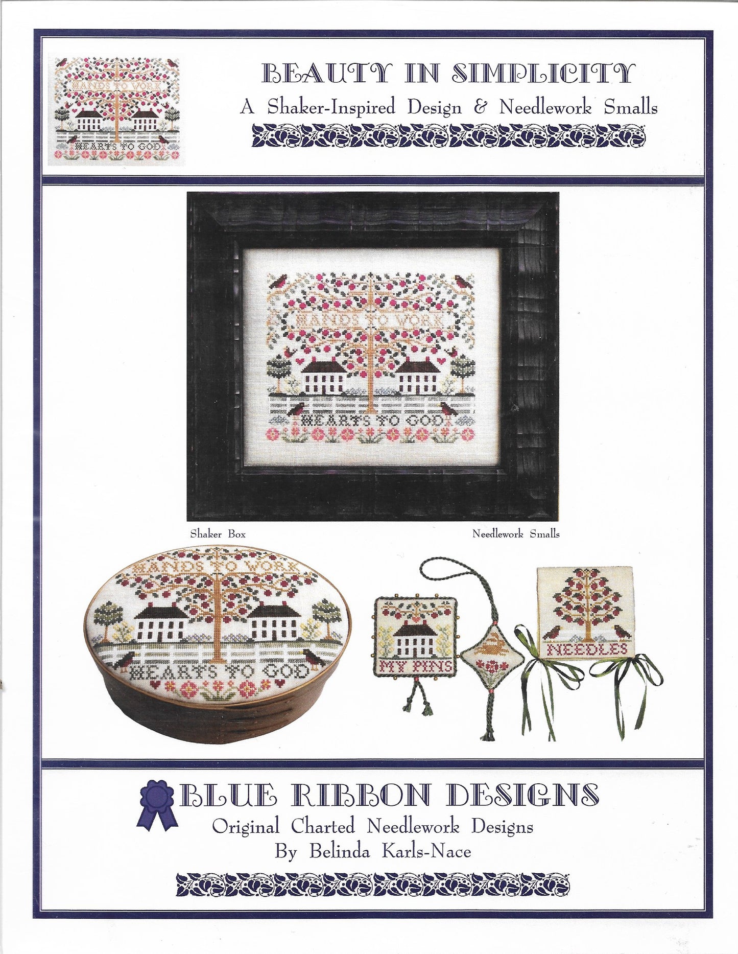 Blue Ribbon Beauty in Simplicity Shaker cross stitch pattern