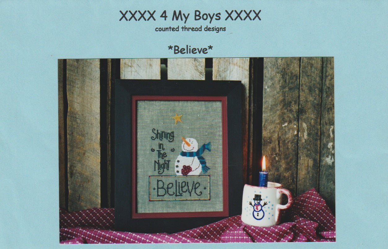 4 My Boys Believe cross stitch pattern