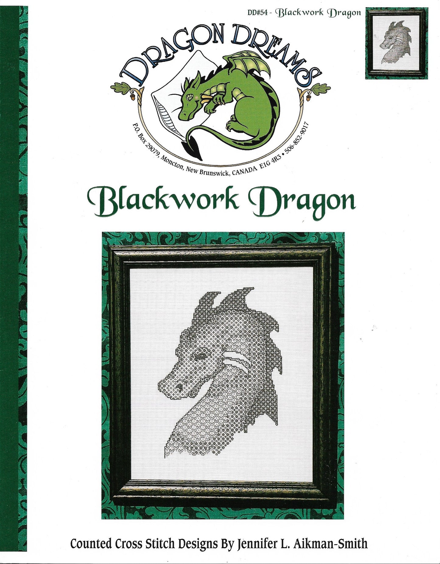 Dragon Dreams Blackwork Dragon DD54 cross stitch pattern