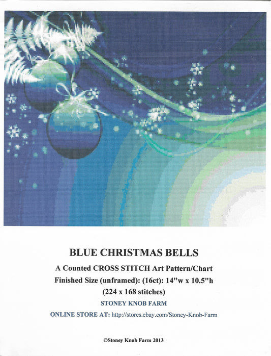 Stoney Knob Farm Blue Christmas Bells cross stitch pattern
