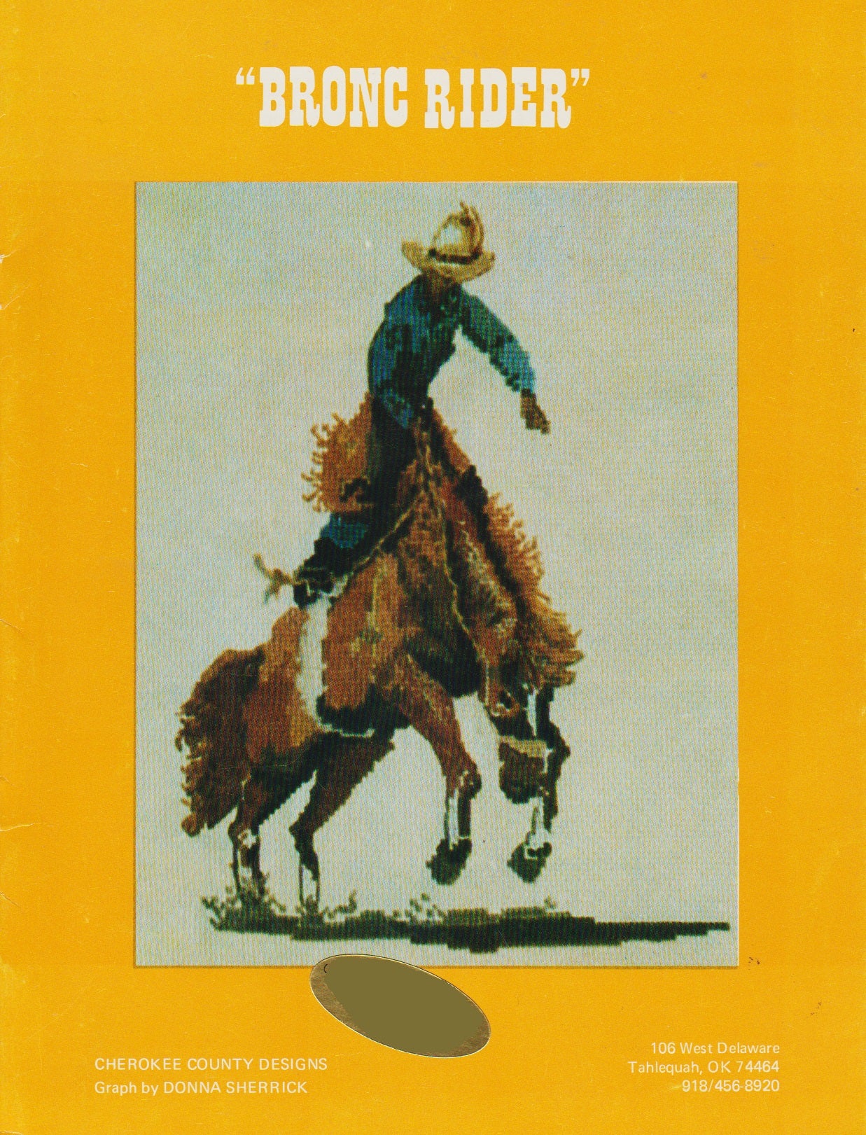 Cherokee County Bronc Rider horse cowboy cross stitch pattern