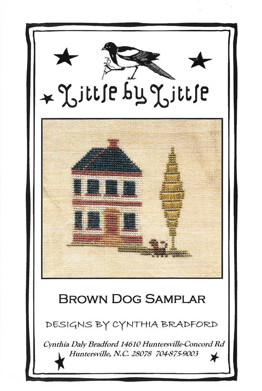 Little by Little Brown Dog Sampler cross stitch pattern