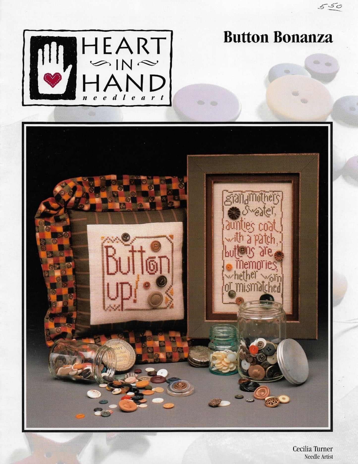 Heart in Hand Button Bonanza cross stitch pattern