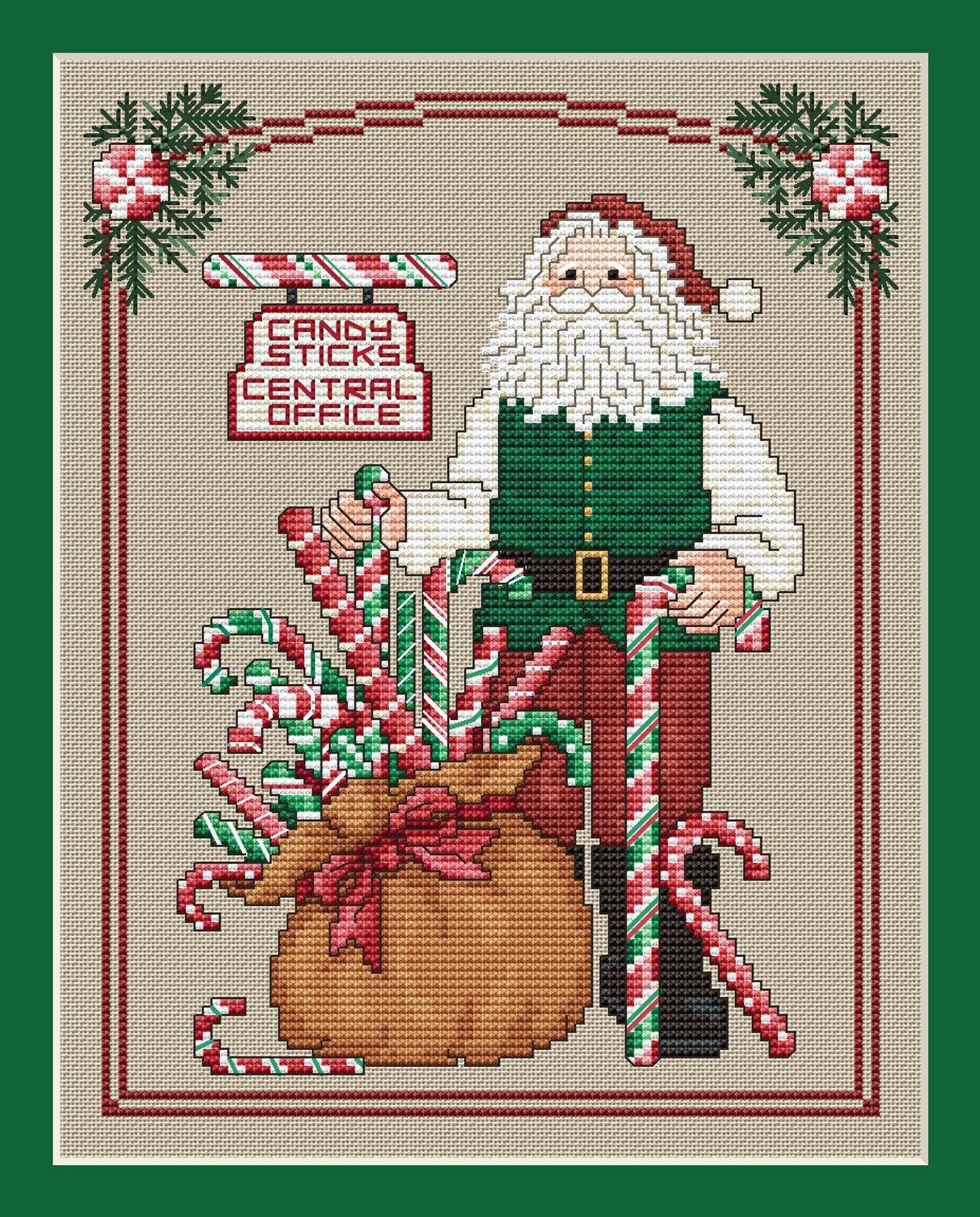 Sue Hillis Candy Stick Santa L234 Christmas cross stitch pattern