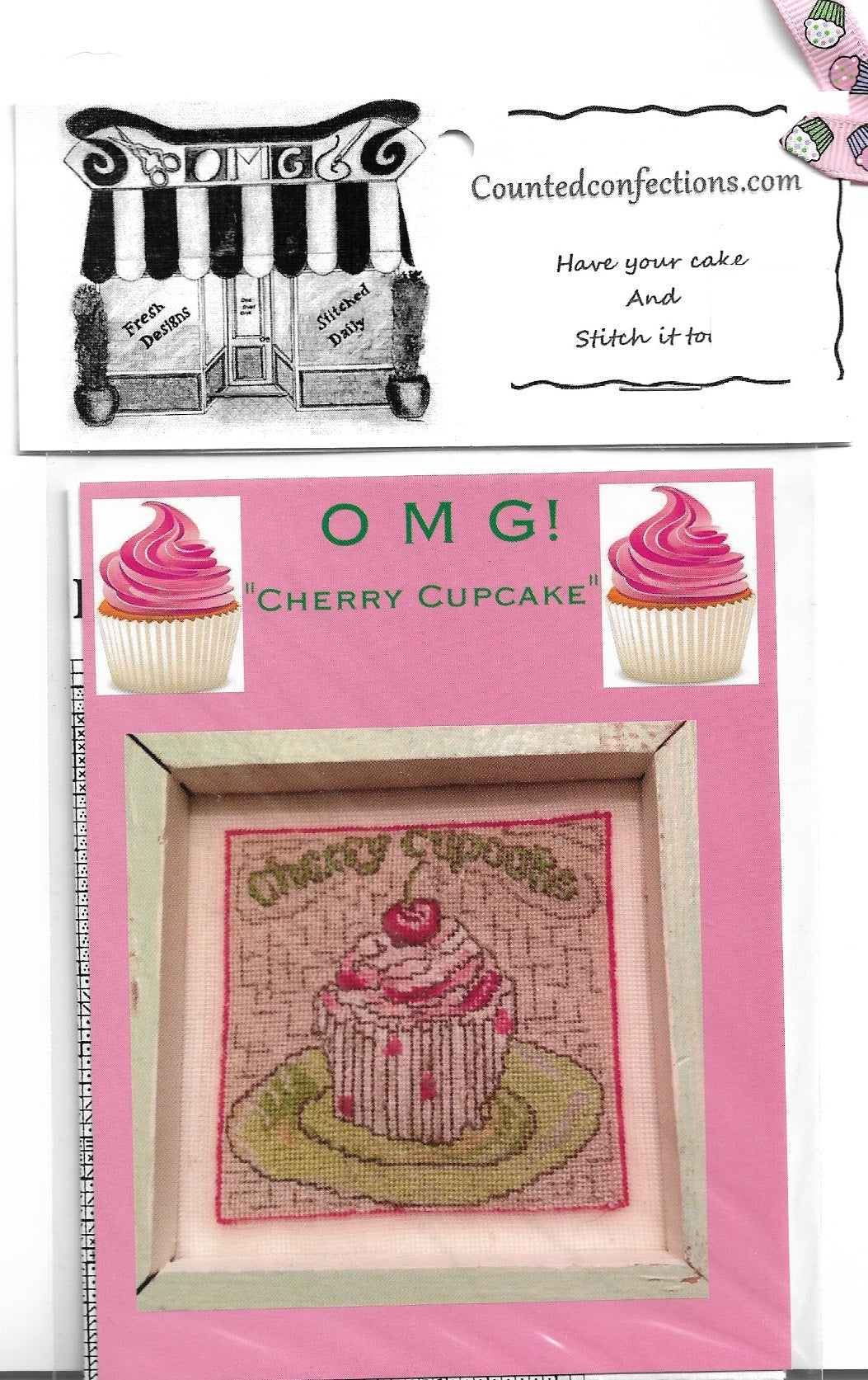 Counted Confections OMG! Cherry Cupcake cross stitch pattern