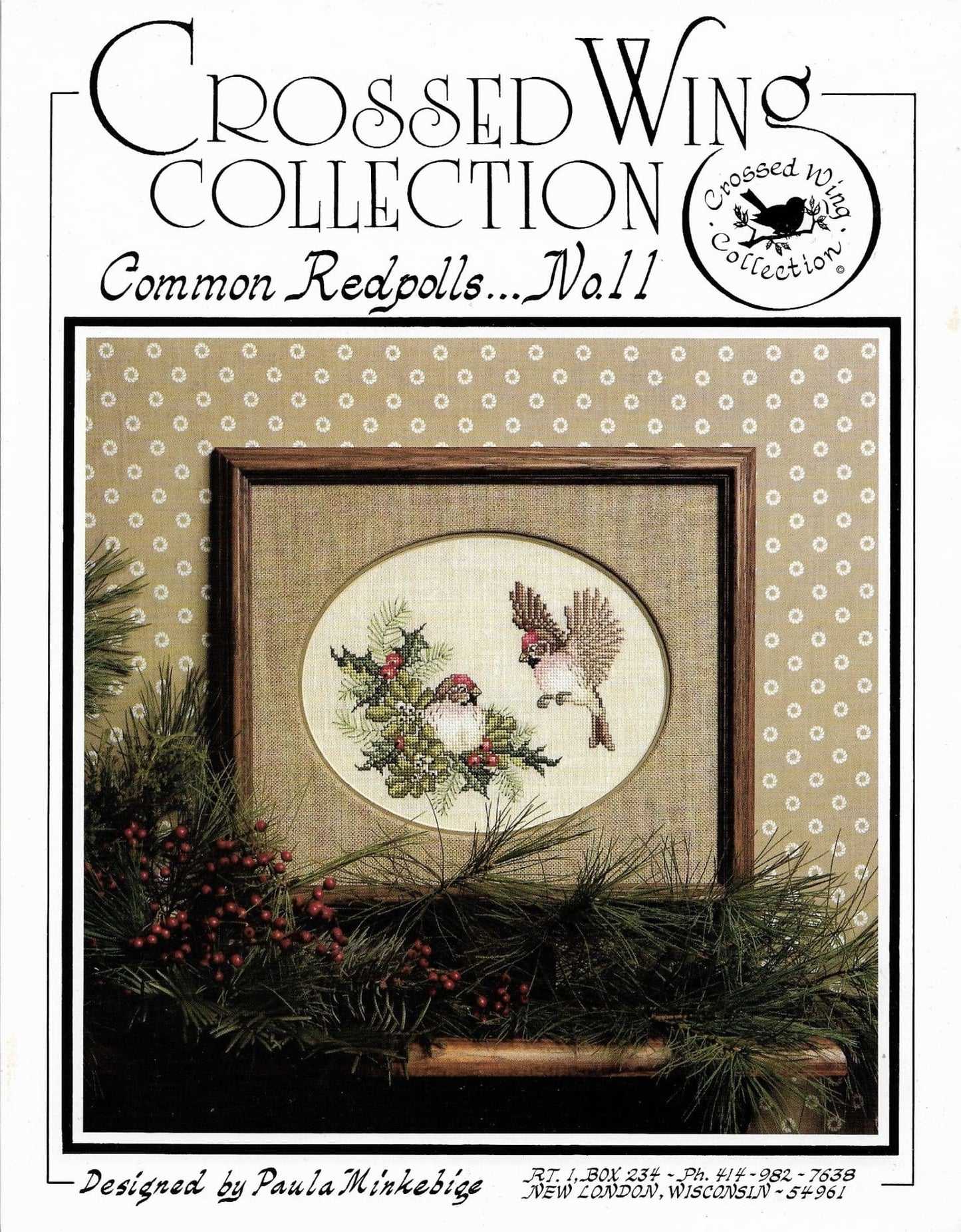 Crossed Wings Common Redpolls no 11 cross stitch pattern