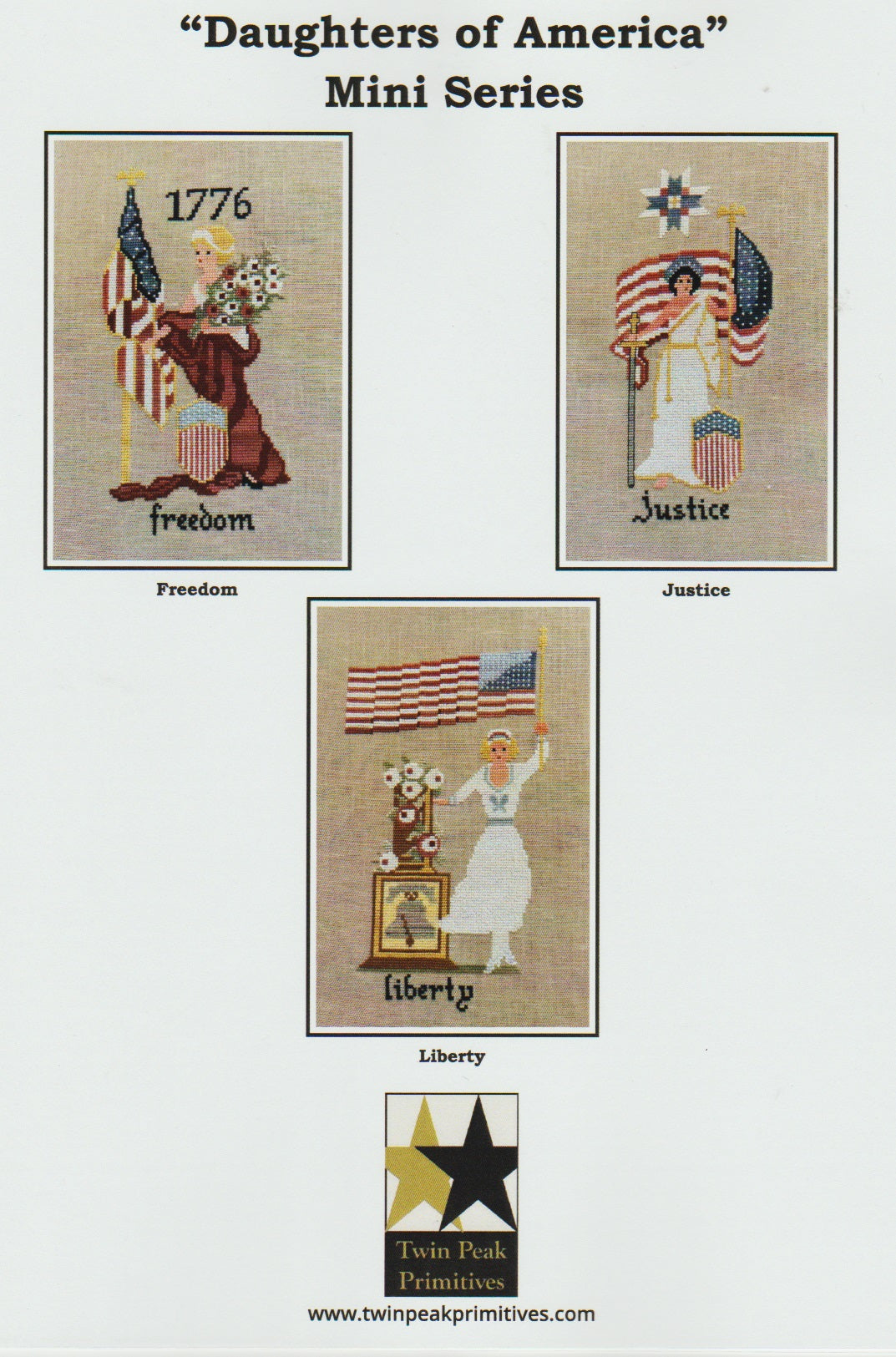 Twin Peak Primatives Daughters of America patriotic cross stitch pattern