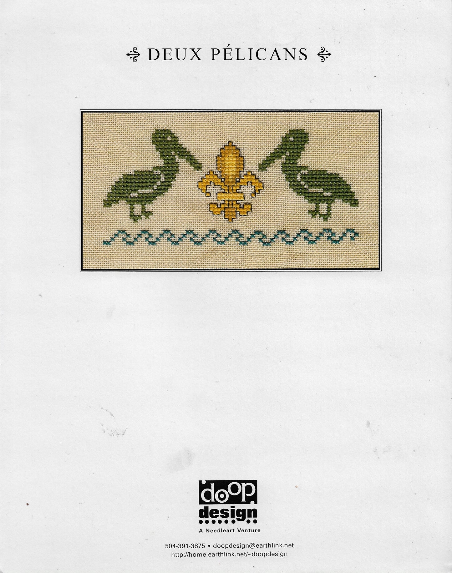 Doop Designs Deux Pelicans cross stitch pattern