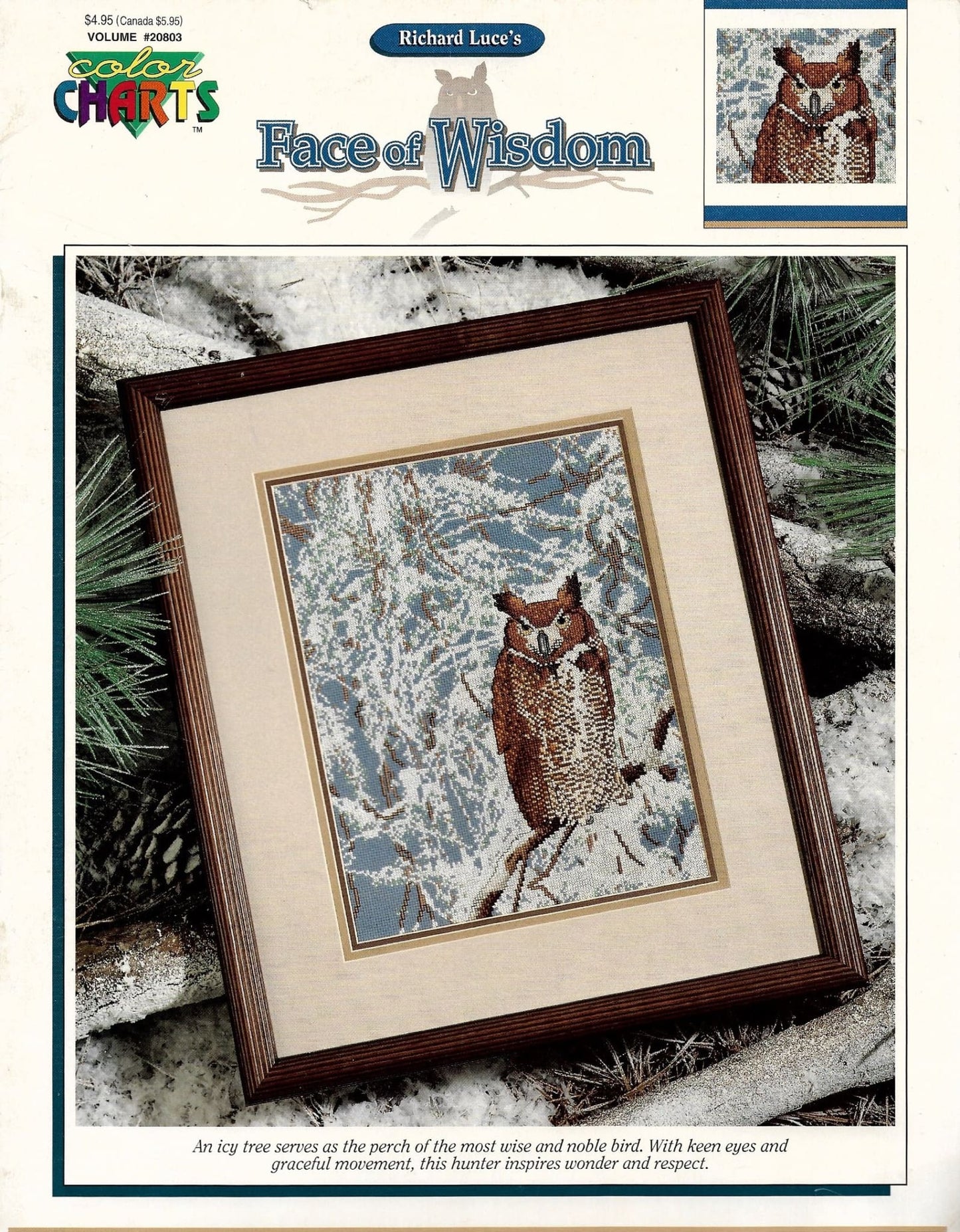 Color Charts Face of Wisdom Owl cross stitch pattern