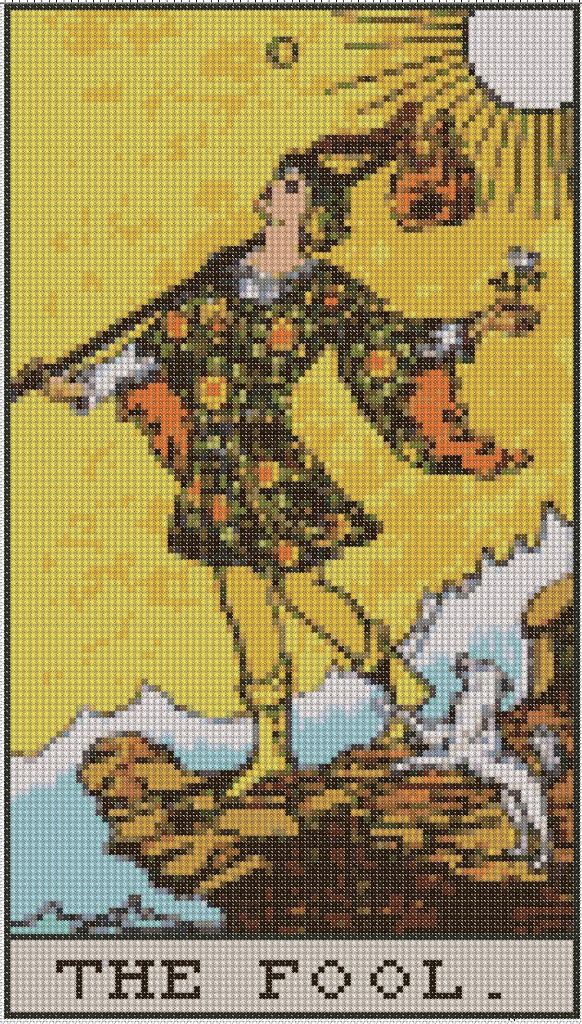 Austin Thread Crafts The Fool Tarot Card cross stitch pattern