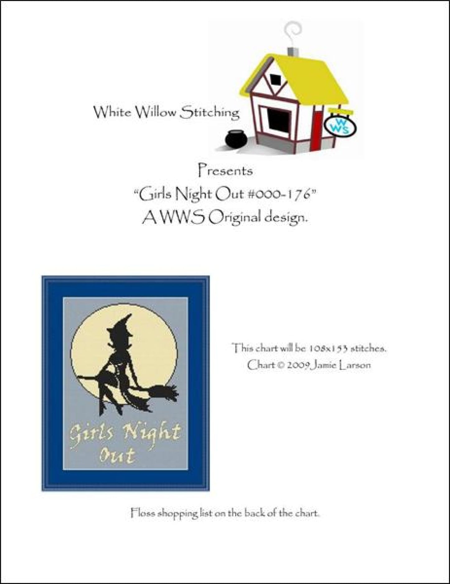 White Willow Girls Night Out witch Halloween cross stitch pattern