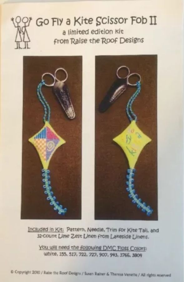 Raise The Roof Go Fly A Kite Scissor Fob cross stitch pattern