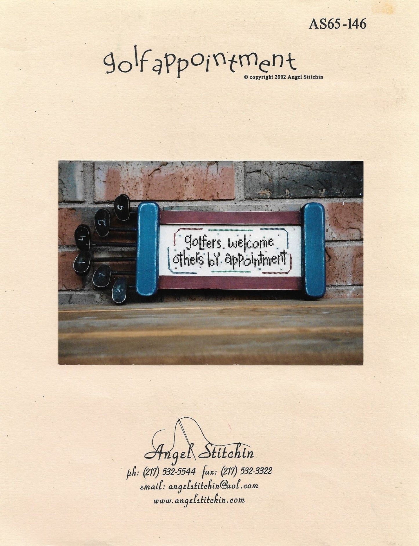 Angel Stitchin Golf Appointment cross stitch pattern