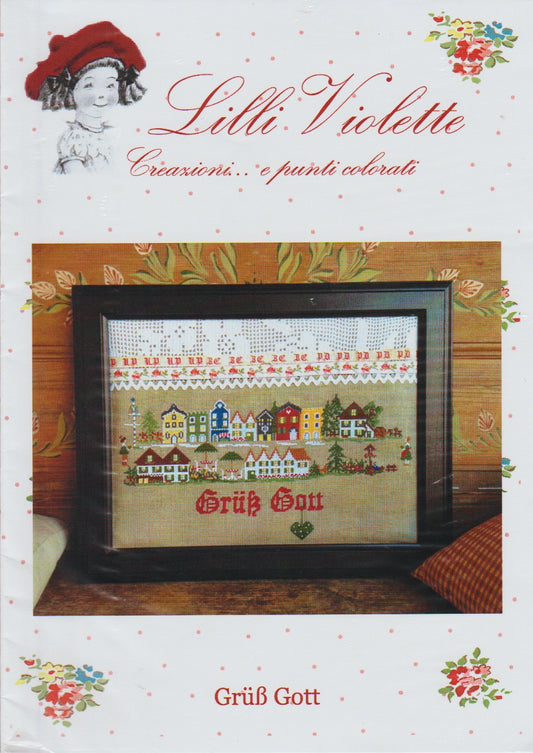 Lilli Violette grüß Gott God Bless cross stitch pattern