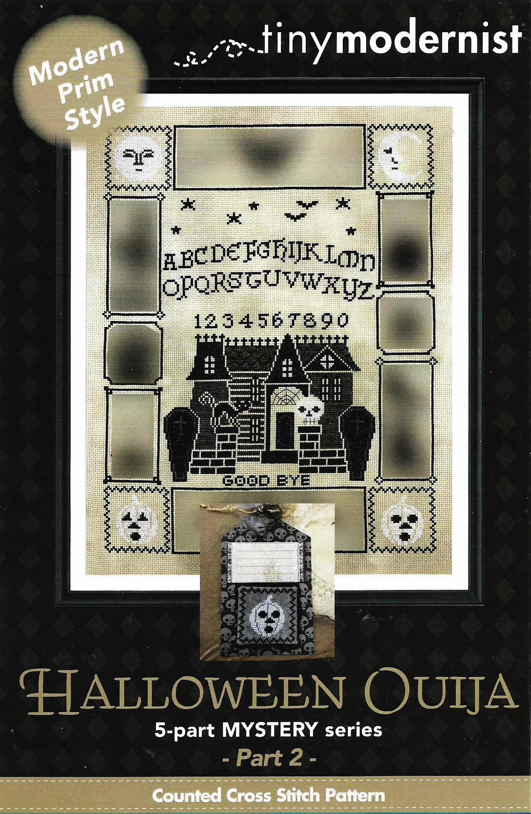 Tiny Modernist Halloween Ouija part 2 cross stitch pattern