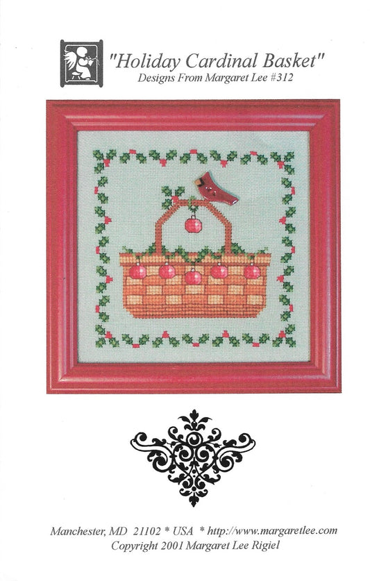 Margaret Lee Designs Holiday Cardinal Basket cross stitch pattern
