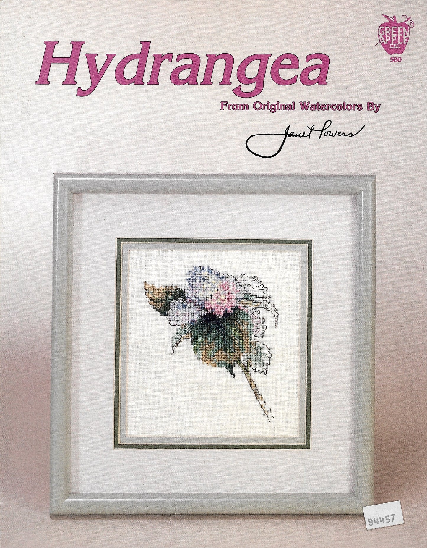 Green Apple Hydrangea flower cross stitch pattern
