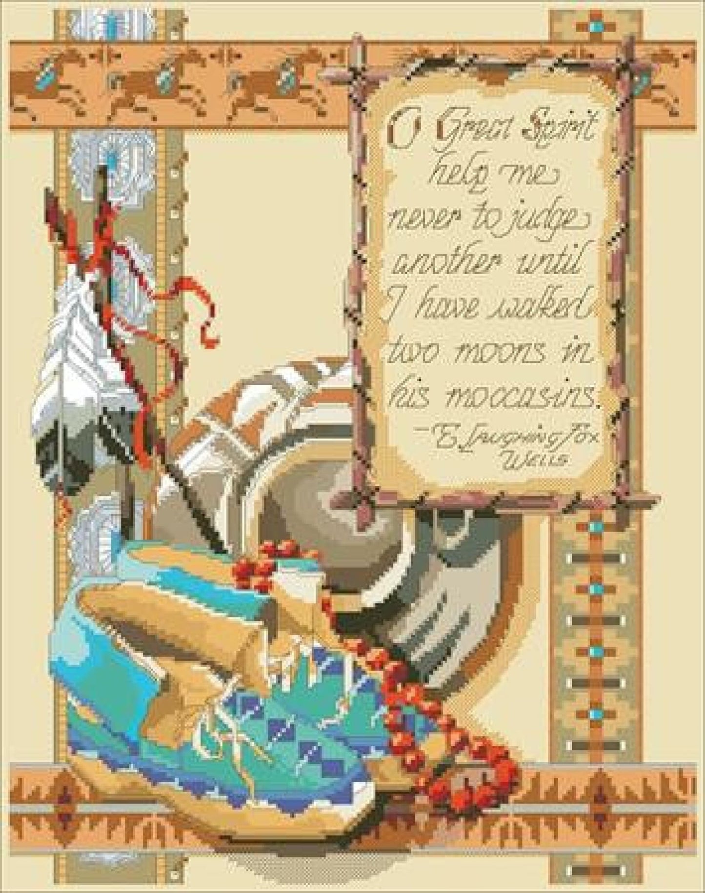 Kooler design studio In his mocassins cross stitch pattern