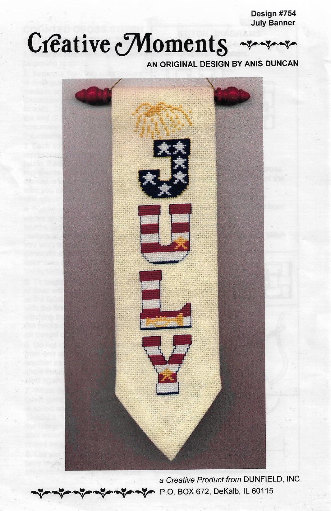 Creative Moments July Banner 754 cross stitch pattern