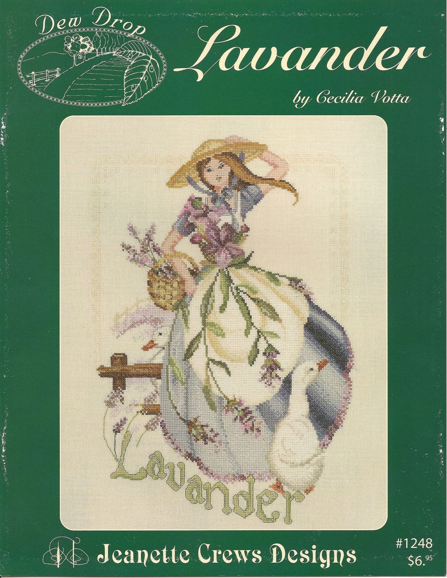 Jeanette Crews Designs Dew Drop Lavander cross stitch pattern