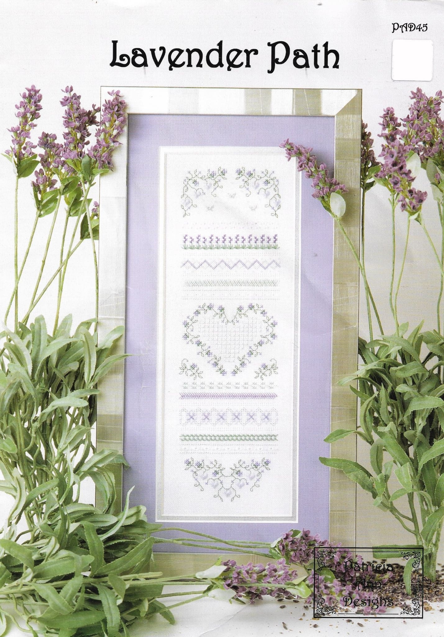 Patricia Ann Designs Lavender path cross stitch sampler pattern