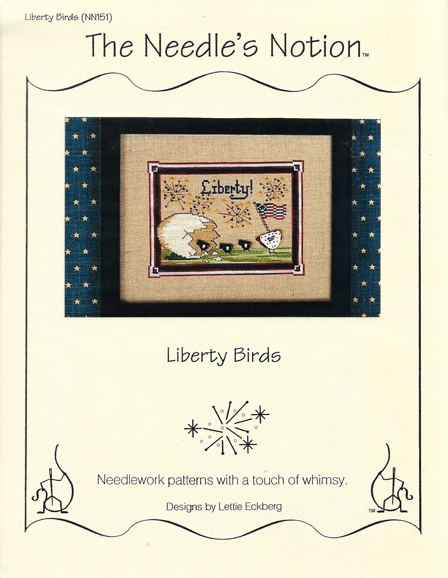 The Needle's Notion Liberty Birds patriotic sampler cross stitch pattern