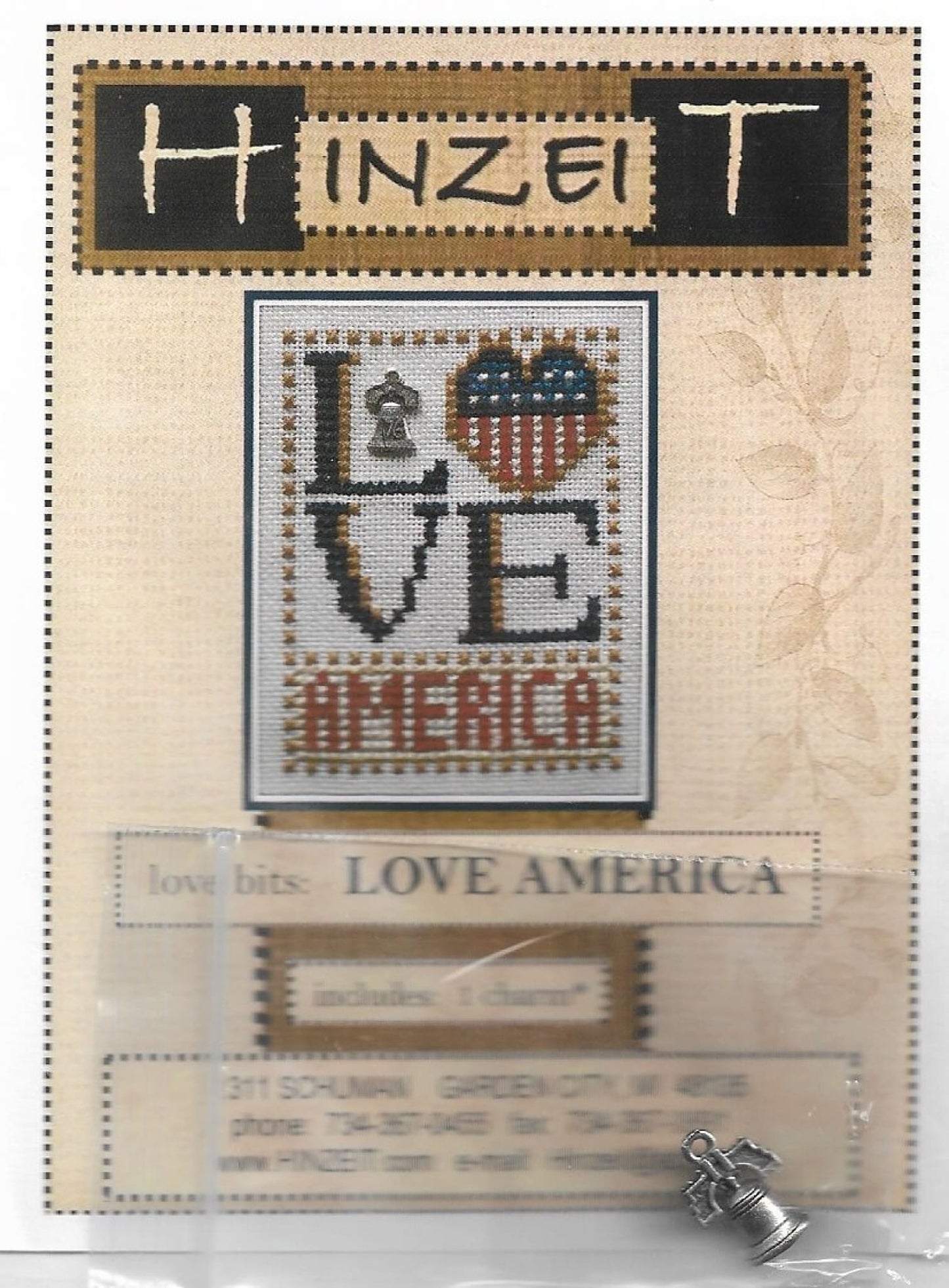 HinZeit Love America patriotic cross stitch pattern