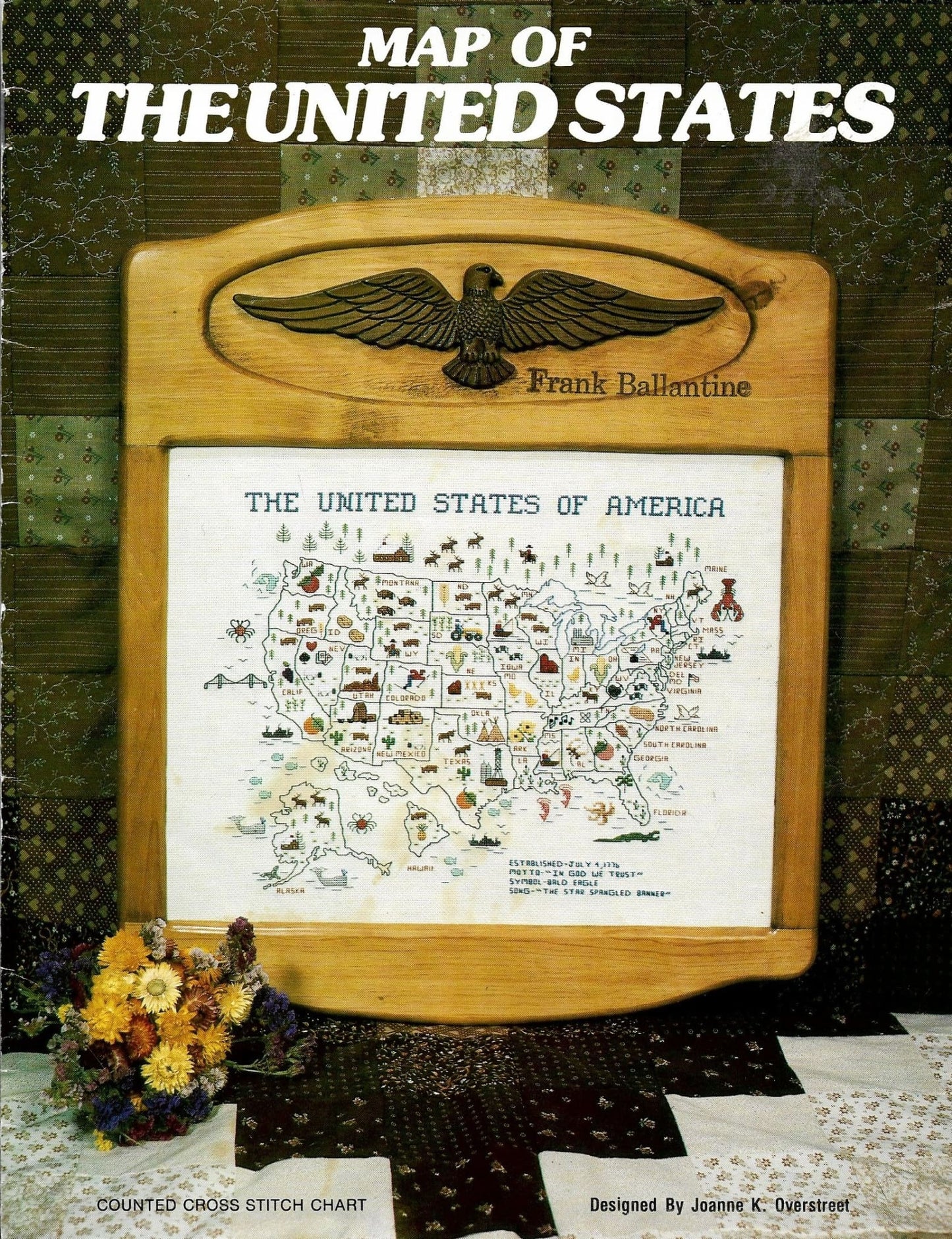 Smokey Mountain Map of the united States cross stitch pattern