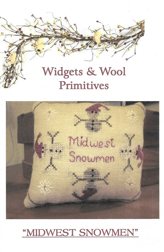 Widgets & Wool Primitives Midwest Snowmen cross stitch pattern