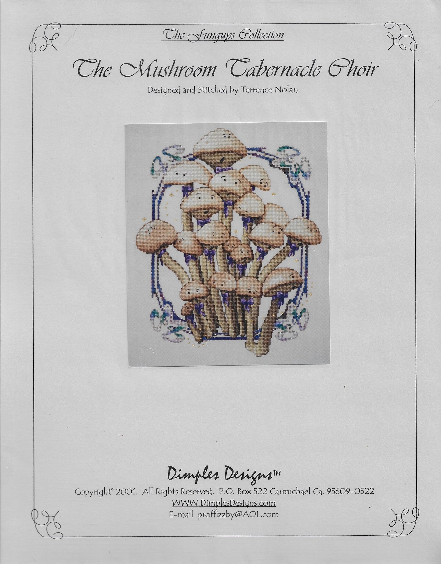Dimples Designs The Mushroom Tabernacle Choir Terrence Nolan cross stitch pattern