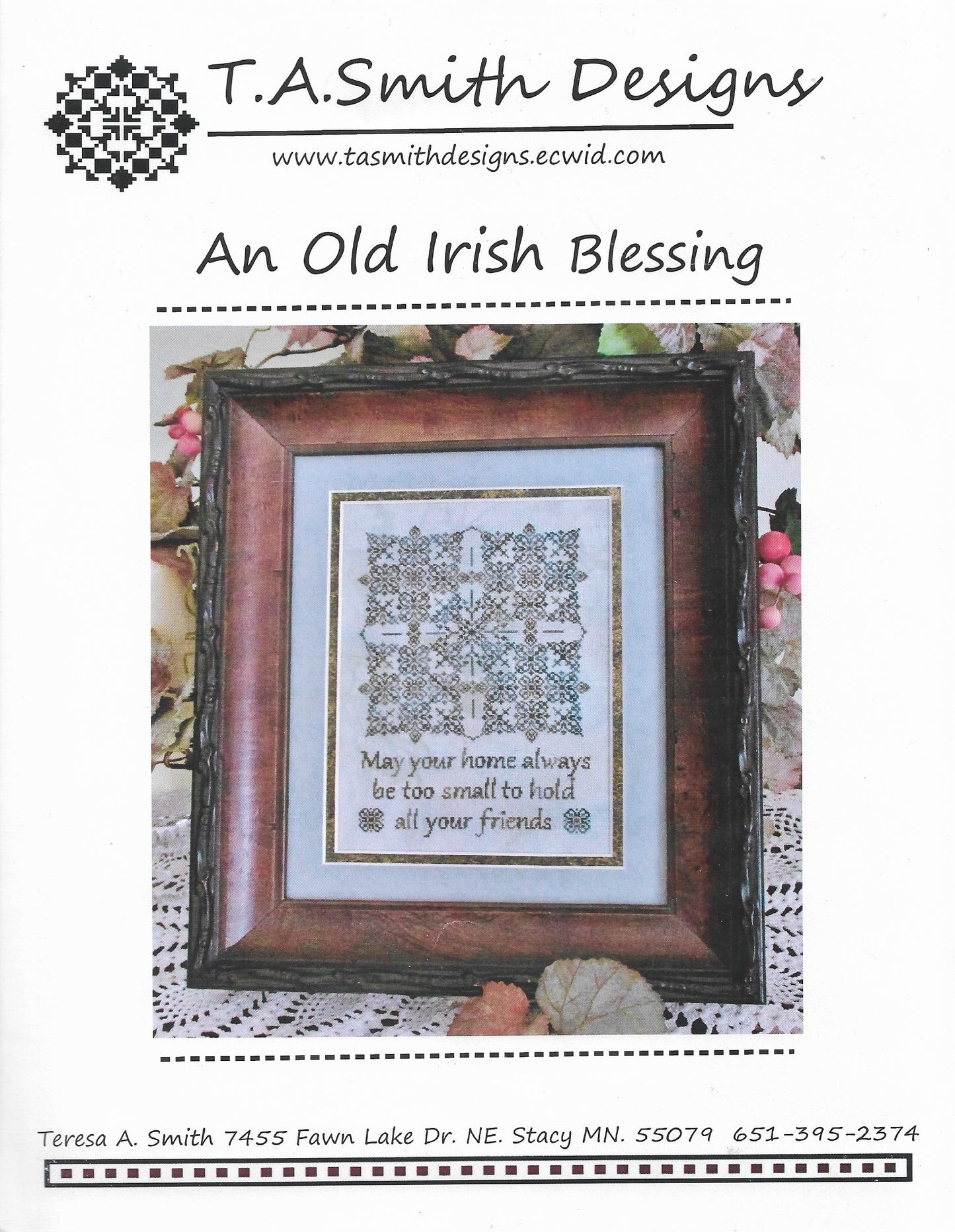 T.A. Smith An Old Irish Blessing cross stitch pattern