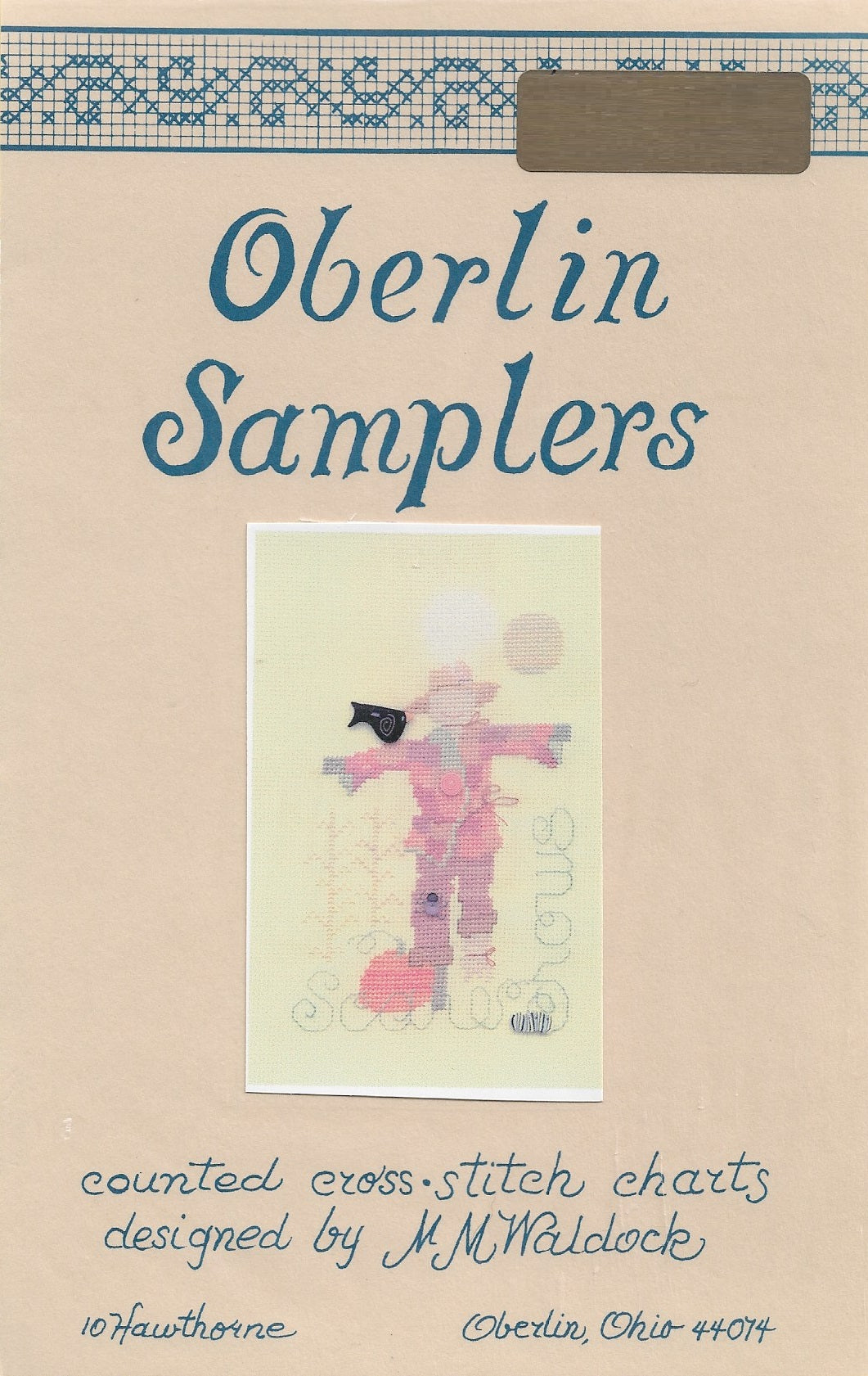 Oberlin Patchwork Scarecrow halloween cross stitch pattern