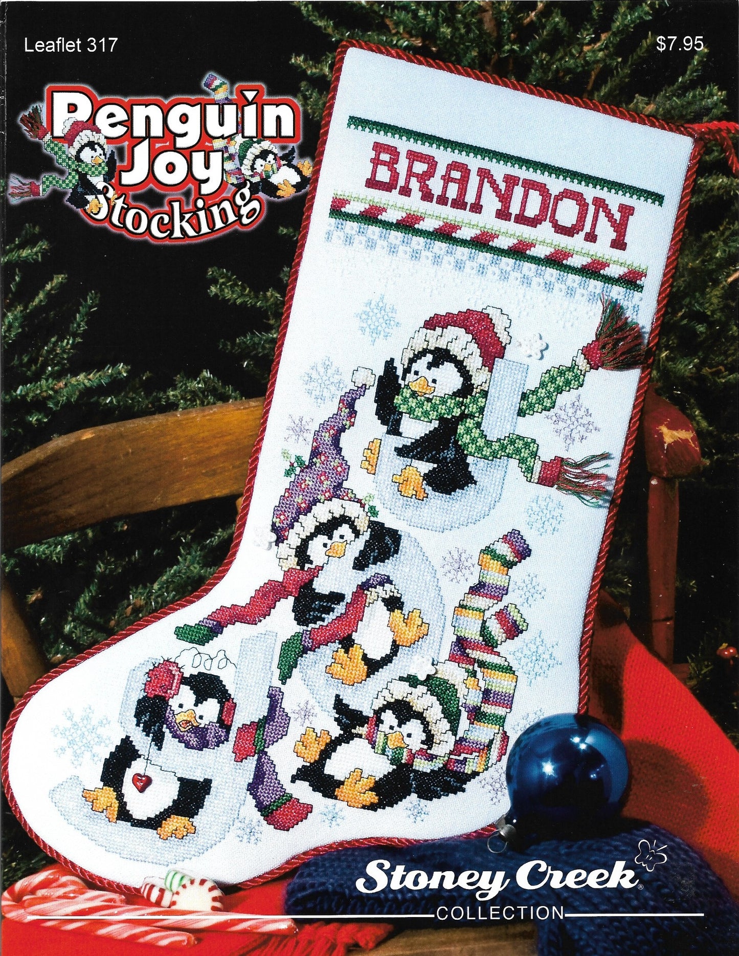 Stoney Creek Penguin Joy LFT317 christmas stocking cross stitch pattern