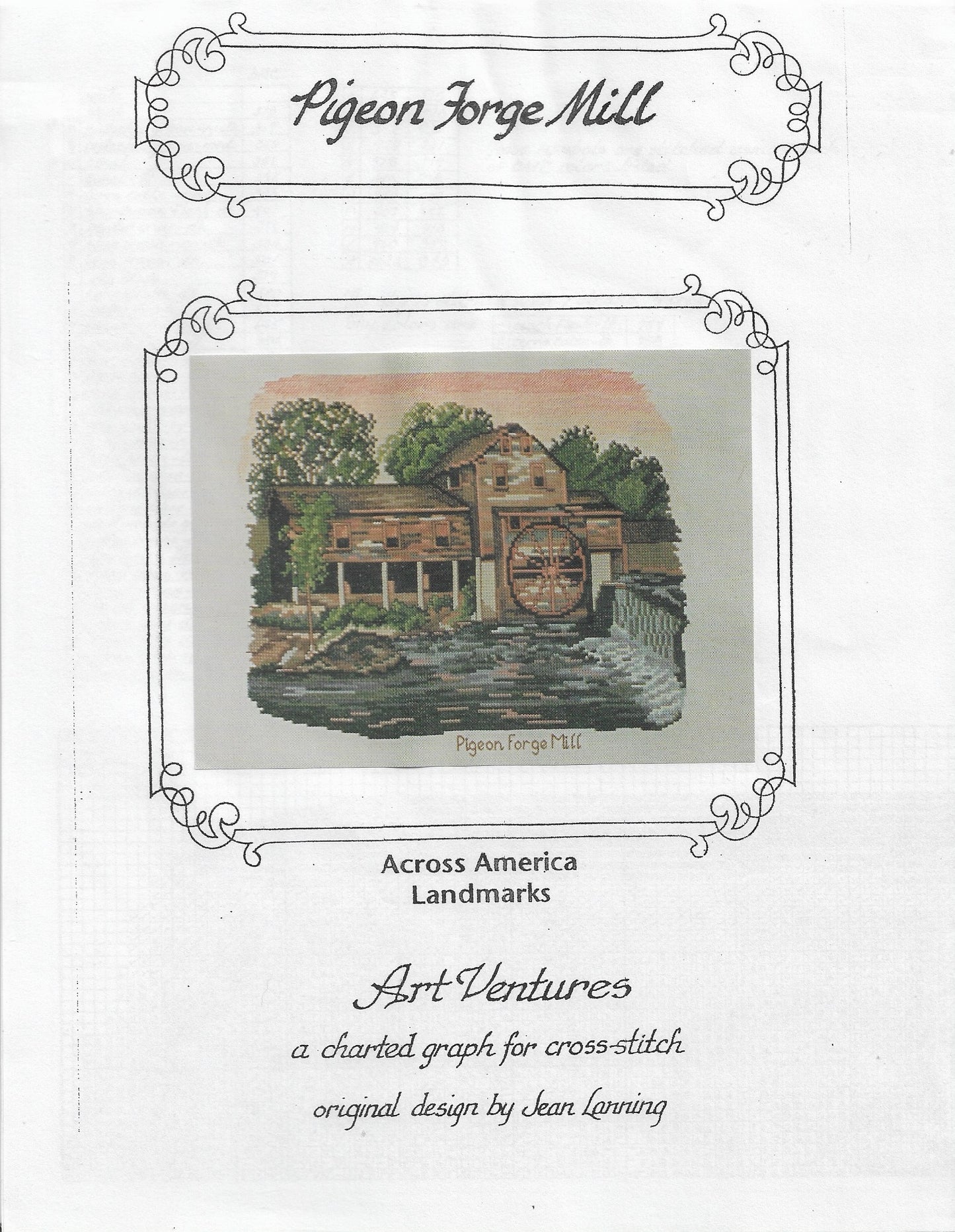 Art Ventures Pigeon Forge Mill Tennessee landmark cross stitch pattern
