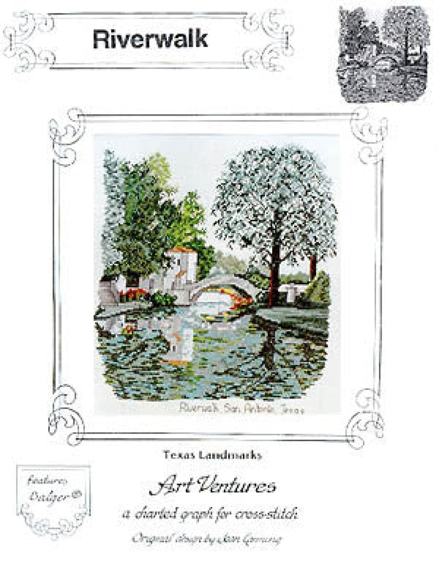 Art Ventures River Walk San Antonio Texas cross stitch pattern