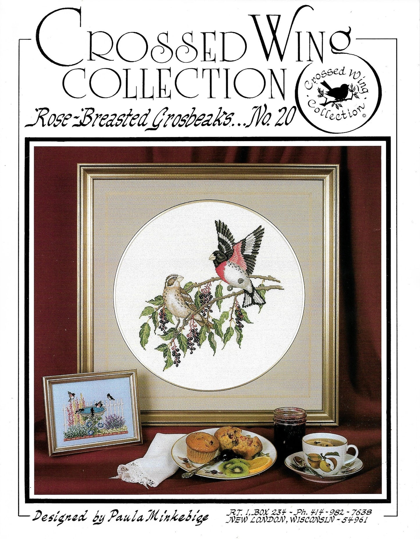 Crossed Wings Rose Breasted Grosbeaks 20 bird cross stitch pattern
