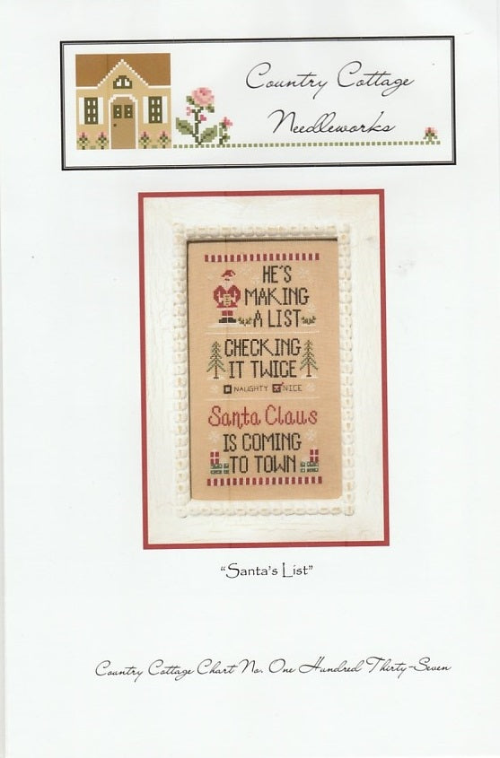 Country Cottage Needleworks Santa's List christmas cross stitch pattern