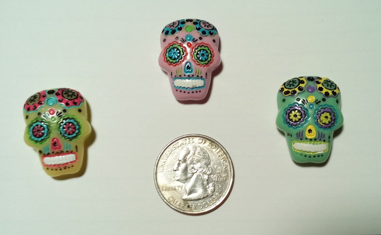 Sugar Skull colored resin cabachon cross stitch needle minders