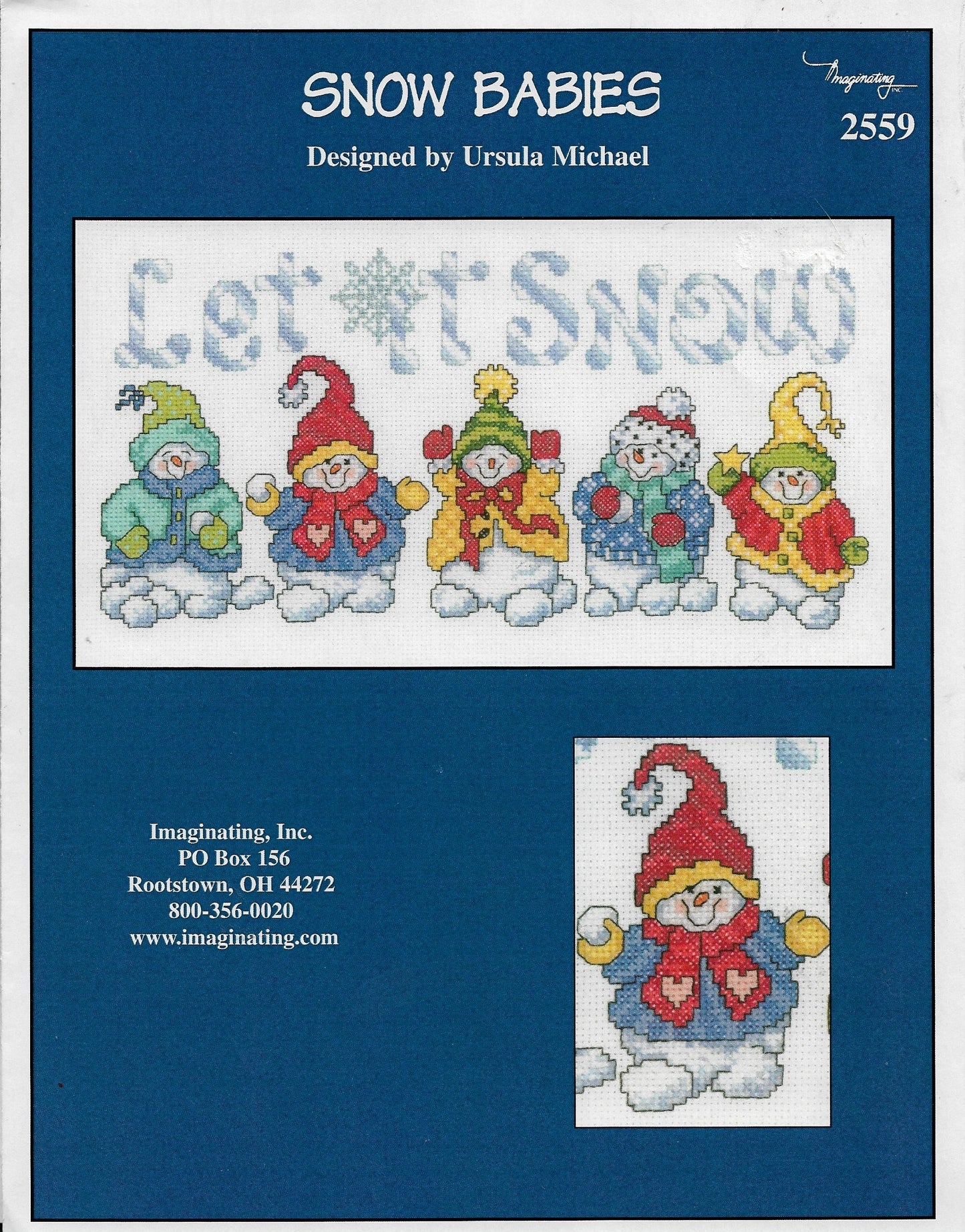 Imaginating Snow Babies 2559 snowmen christmas cross stitch pattern