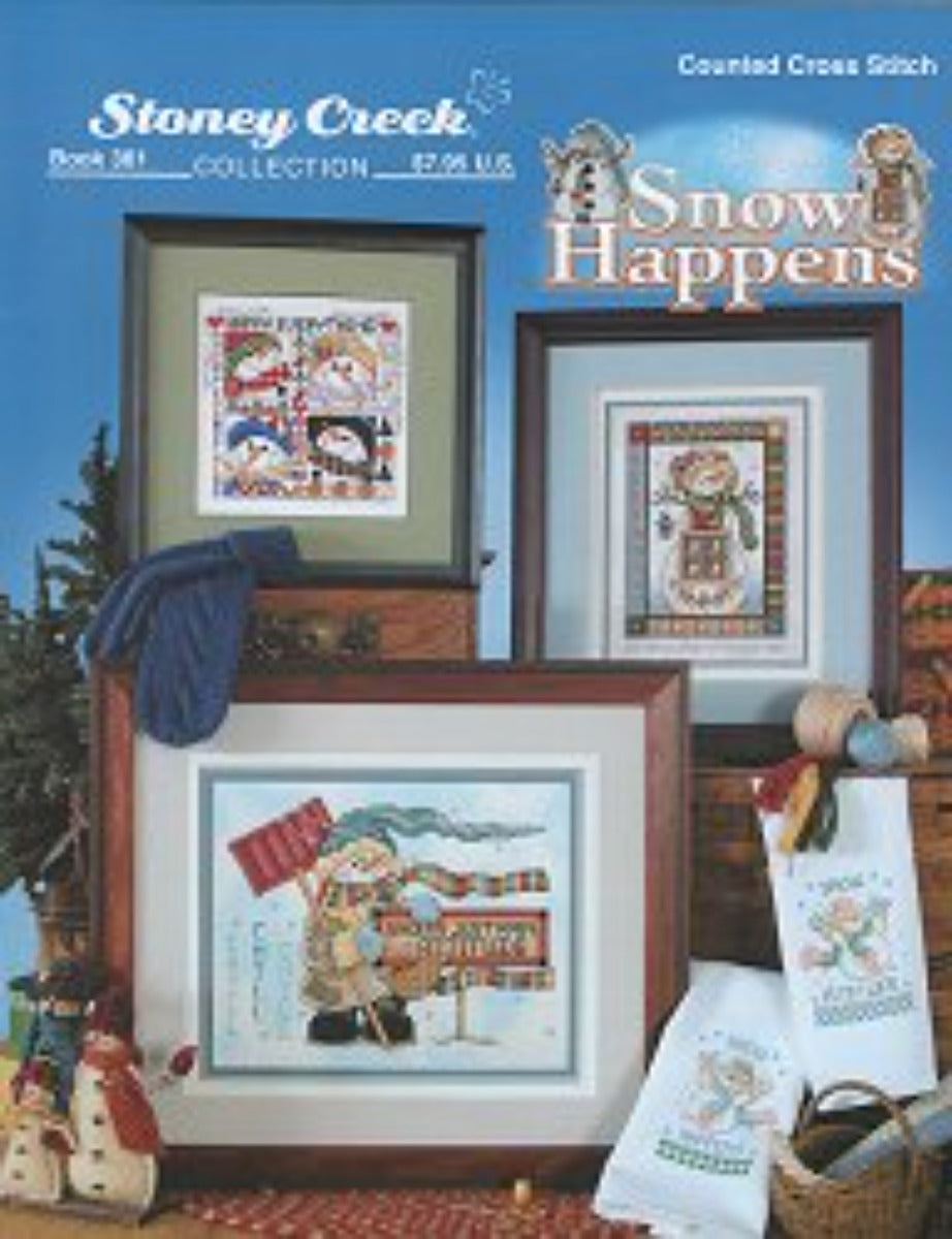 Stoney Creek Snow Happens BK381 snowman cross stitch pattern