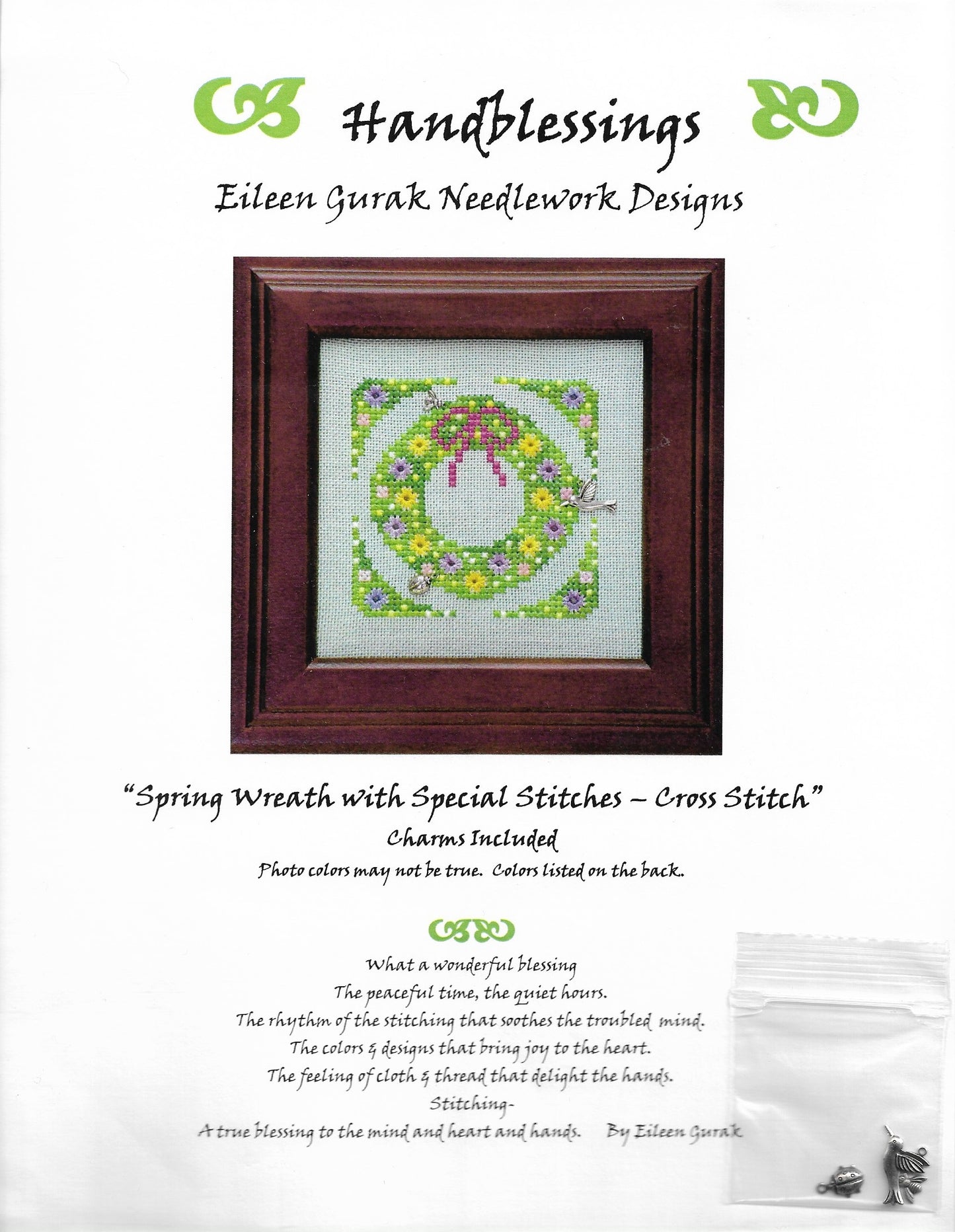 Handblessings Spring Wreath cross stitch pattern