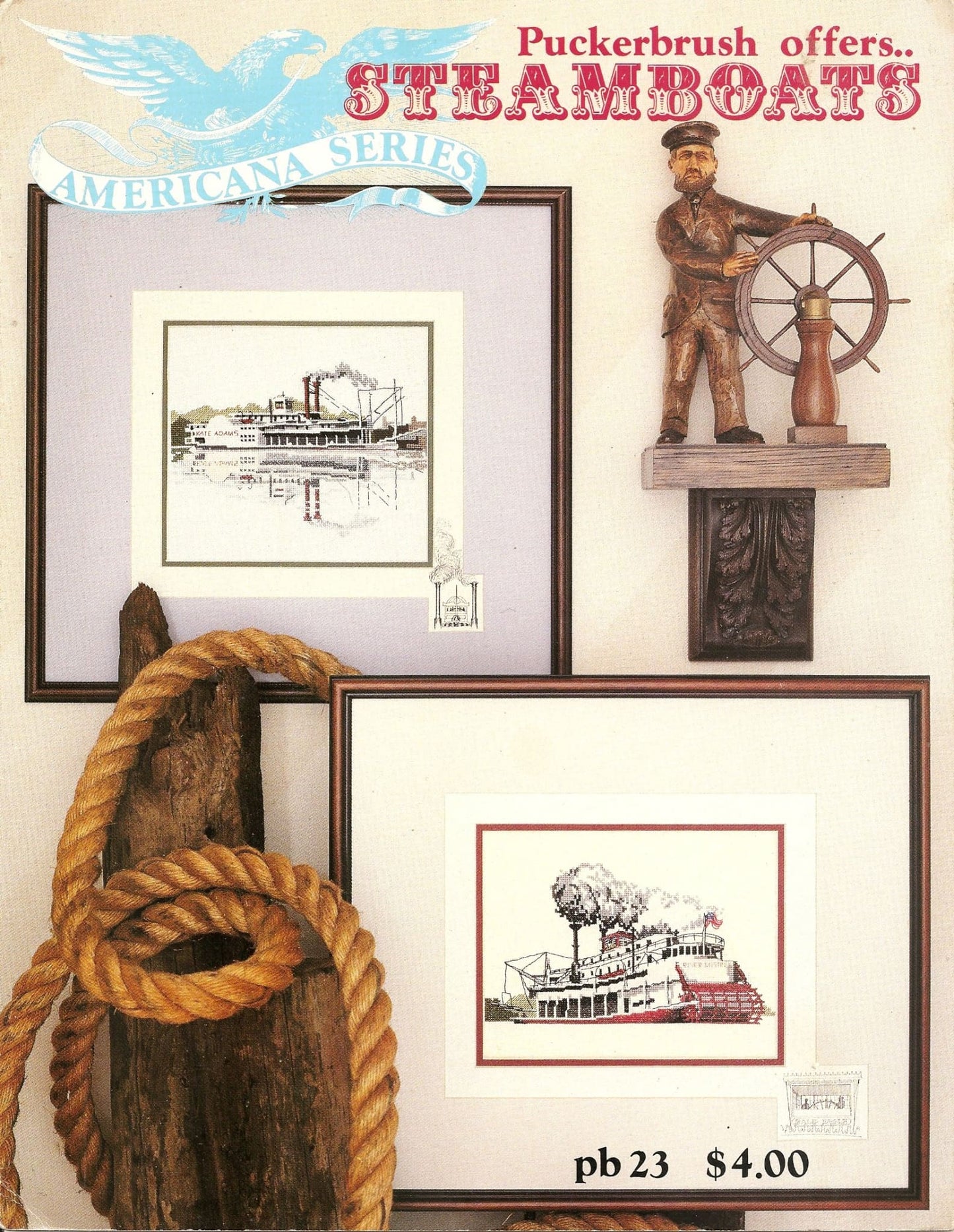 Puckerbrush Steamboats cross stitch pattern