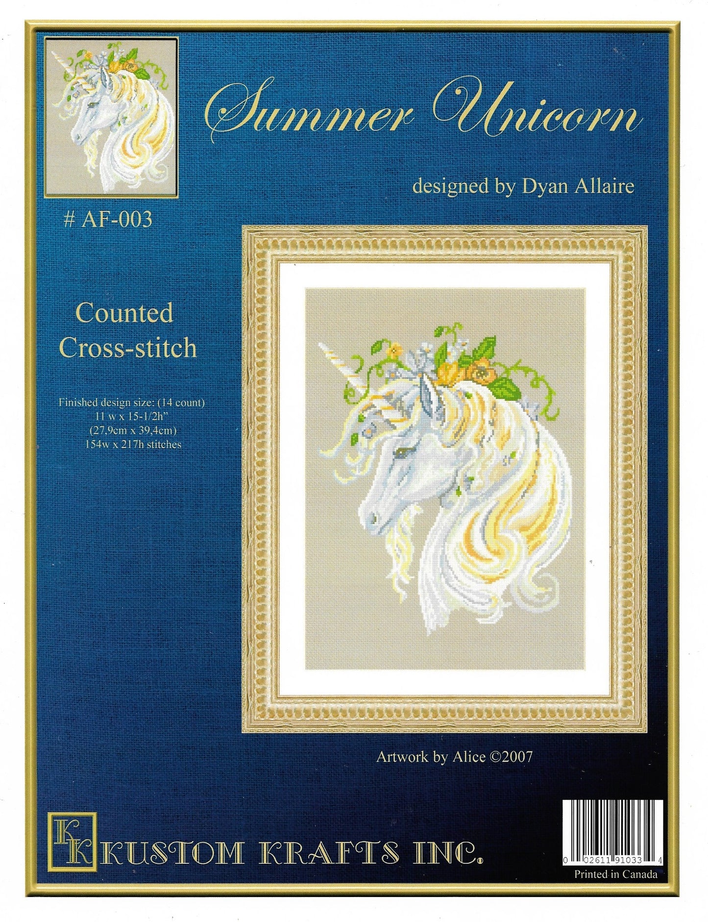 Kustom Krafts Summer Unicorn, AF-003 cross stitch pattern