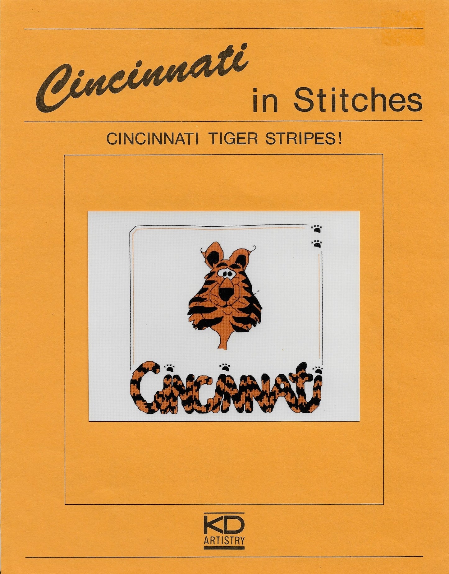 KD Artistry Tiger Stripes Cincinnati Ohio cross stitch pattern