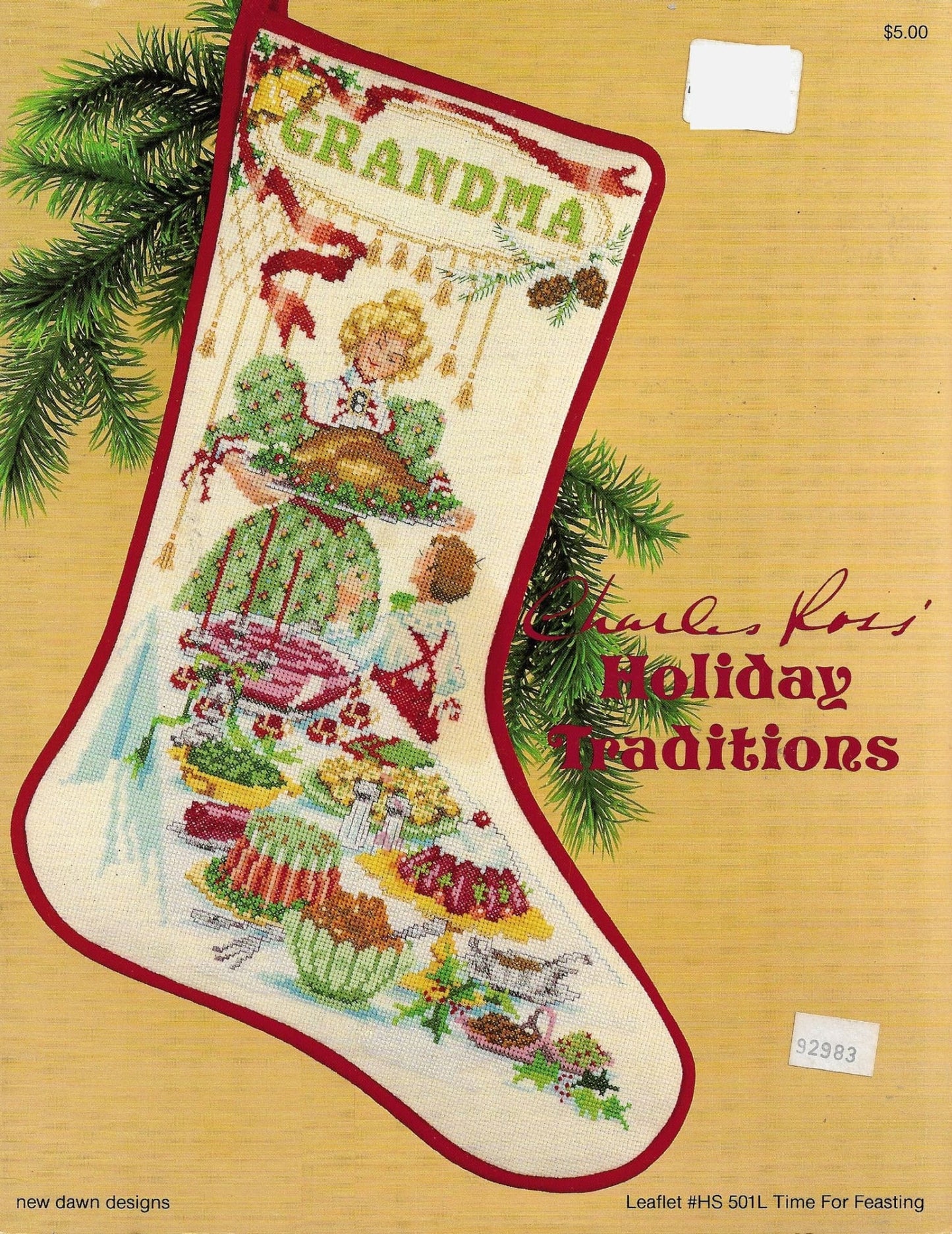 New Dawn Designs Time For Feasting Charles Ross cross stitch stocking pattern